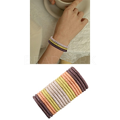 Polymer Clay Heishi Surfer Stretch Bracelets Set BJEW-SW00130-1