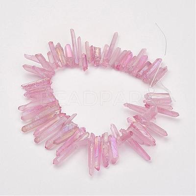 Electroplated Natural Quartz Stick Bead Strands G-G950-06A-1