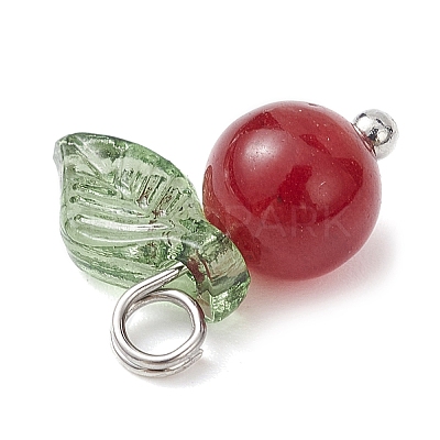 Natural Dyed White Jade Fruit Charms PALLOY-JF02431-04-1