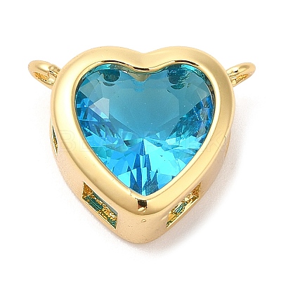 Real 18K Gold Plated Brass Heart Charms KK-D027-18G-1