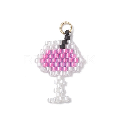 Glass Seed Beaded Pendants PALLOY-MZ00913-03-1