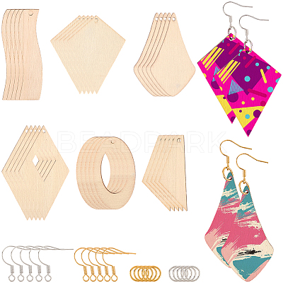 DIY Wooden Dangle Earring Making Kits DIY-SP0005-04-1