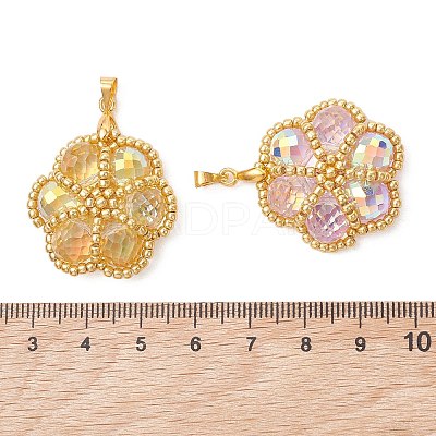 6Pcs 6 Colors Seed Beads & Glass Beaded Pendants PALLOY-MZ01299-1