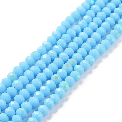 Electroplate Opaque Solid Color Glass Beads Strands EGLA-A034-P8mm-L11-1