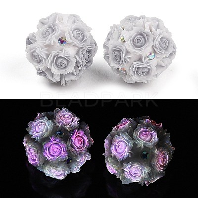 Acrylic Handmade Luminous Polymer Clay Rhinestone Beads CLAY-H003-07E-1