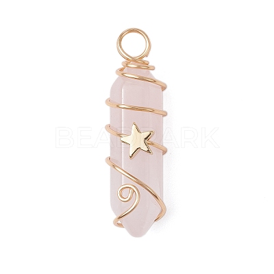 2Pcs 2 Styles Natural Amethyst/Green Aventurine/Rose Quartz/Lapis Lazuli/Quartz Crystal Double Terminated Pointed Pendants PALLOY-JF03122-1
