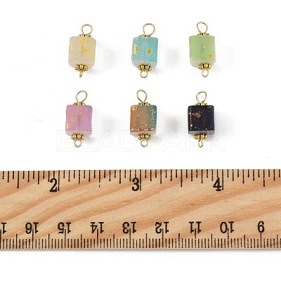 100Pcs Glitter Frosted Glass Cube Connector Charms PALLOY-FS00042-02-1