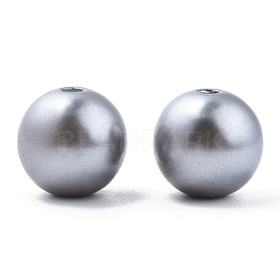 Spray Painted ABS Plastic Imitation Pearl Beads OACR-T015-05C-02-1