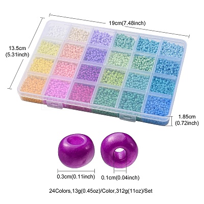 312G 24 Color 8/0 Baking Paint Glass Seed Beads SEED-YW0002-14-1
