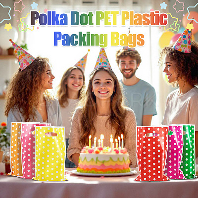Polka Dot PET Plastic Packing Bags with Die Cut Hole Handle ABAG-TADJ0002-001A-1