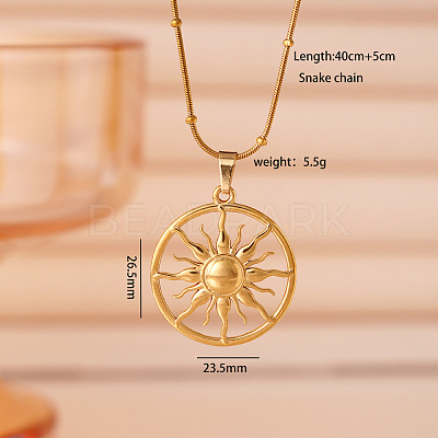 304 Stainless Steel Sun Pendant Necklaces for Women WG60B9D-01-1