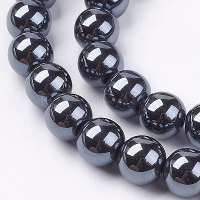 Non-Magnetic Synthetic Hematite Beads Strands G-H1623-8mm-3-1