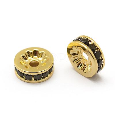 Brass Micro Pave Grade AAA Cubic Zirconia Bead Spacers ZIRC-G100-8mm-61G-NR-1