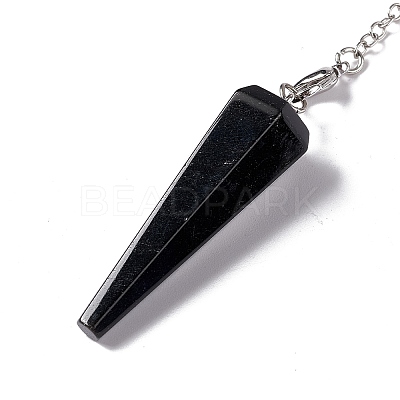 Mixed Gemstone Hexagonal Pointed Cone Dowsing Pendulum Pendants G-G983-05P-1