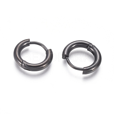 304 Stainless Steel Huggie Hoop Earrings EJEW-F111B-13mm-B-1