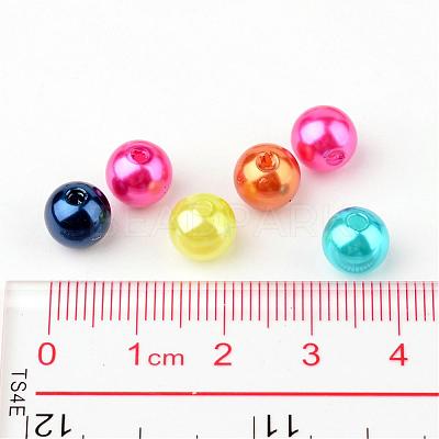 Mixed Color Imitation Pearl Acrylic Mardi Gras Round Beads X-PACR-8D-M-1