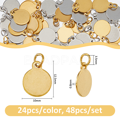 48Pcs 2 Colors 304 Stainless Steel Charms STAS-FH0002-29B-1