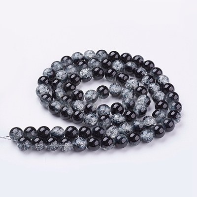 Spray Painted Crackle Glass Beads Strands CCG-Q002-10mm-11-1