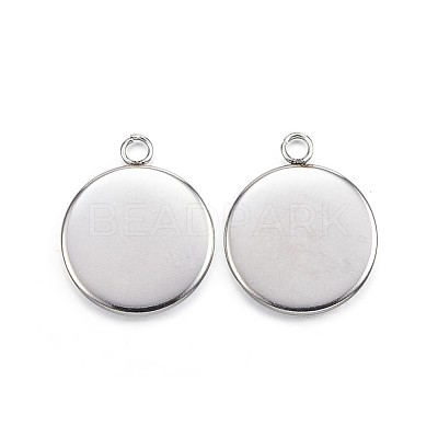 Tarnish Resistant 304 Stainless Steel Pendant Cabochon Settings STAS-G127-13-12mm-P-1