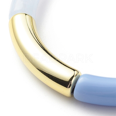 Acrylic Curved Tube Beaded Stretch Bracelet for Women BJEW-JB08438-04-1