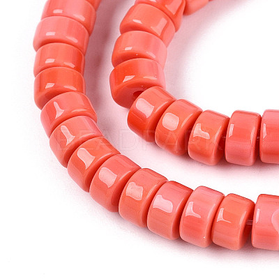 Opaque Solid Color Glass Beads Strands GLAA-N026-3x6mm-05-1