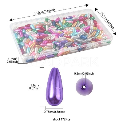 172Pcs 102G ABS Plastic Imitation Pearl Teardrop Beads MACR-FS0002-24-1