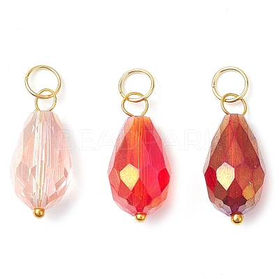 15Pcs Electroplate Glass Pendants PALLOY-JF03008-1