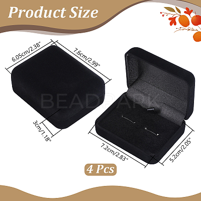 4Pcs Velvet Gift Cufflink Boxes with Hinged Lid and Black Inside CON-PH0003-64A-1