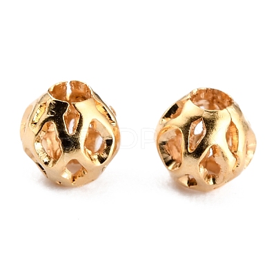 Long-Lasting Hollowed Plated Brass Beads KK-O133-003A-G-1
