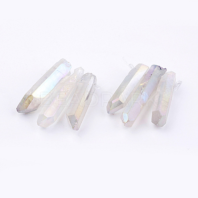 Electroplated Natural Quartz Crystal Graduated Beads Strands LS-G-P315-A10-1