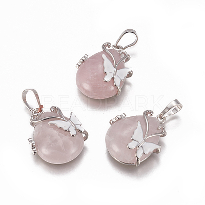 Natural Rose Quartz Pendants X-G-K296-B05-1