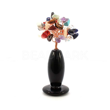 Natural Black Agate Vase Gravel Fortune Tree Mini Home Creative Office Decoration Crafts Small Ornaments PW-WG4D1F4-07-1