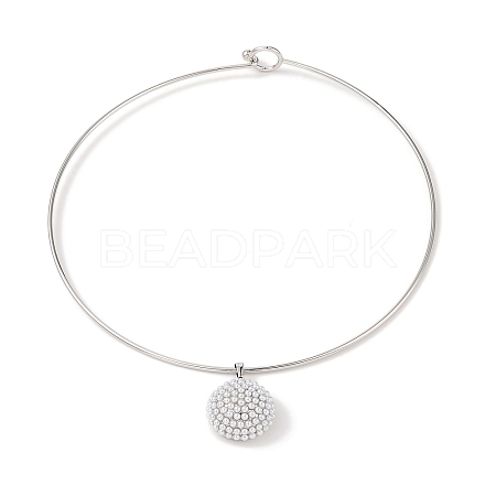 Brass with ABS Imitation Pearl Charm Necklace BJEW-Q350-05D-P-1