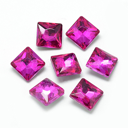 Pointed Back Glass Rhinestone Cabochons RGLA-T027-14x14mm-10-1