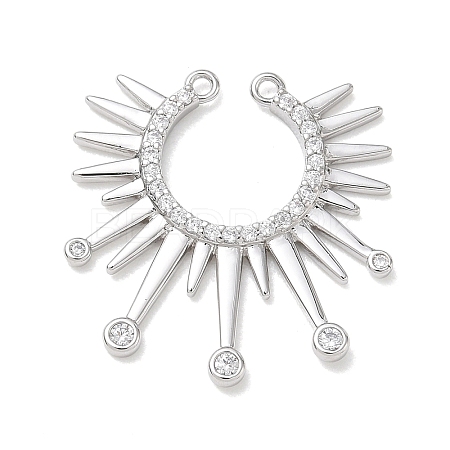 Brass Micro Pave Clear Cubic Zirconia Connector Charms CU-CBAEC29-01P-1