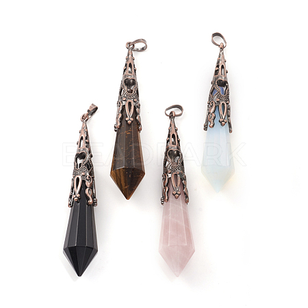 Natural & Synthetic Mixed Gemstone Big Pointed Pendants G-I278-03-1