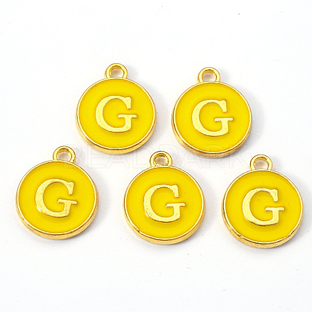 Golden Plated Alloy Enamel Charms X-ENAM-S118-09G-1