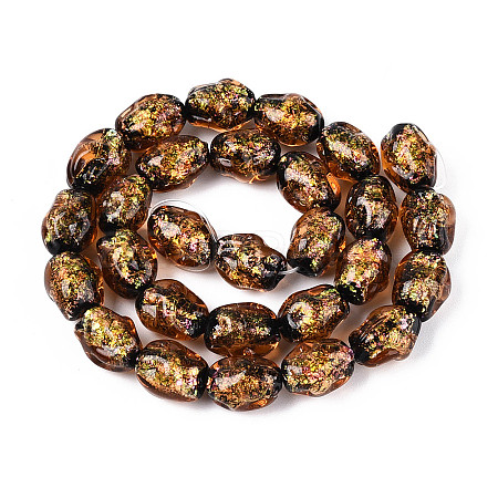 Handmade Foil Lampwork Beads Strands FOIL-T008-07E-1