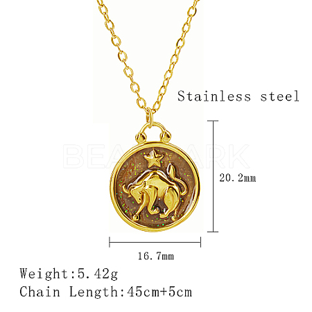 Stainless Steel Enamel Constellation Pendant Necklaces DJ0261-10-1