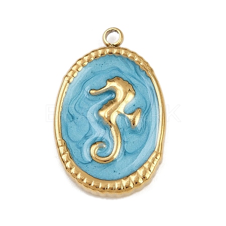 304 Stainless Steel Enamel Pendants STAS-K311-08B-01-1