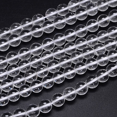 Round Natural Grade A Quartz Crystal Bead Strands G-H1648-8mm-01N-A-01-1