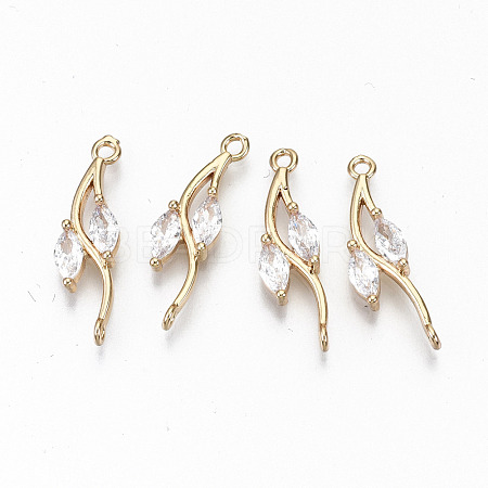 Brass Micro Pave Cubic Zirconia Links Connectors X-KK-S359-080-RS-1