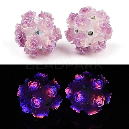 Acrylic Handmade Luminous Polymer Clay Rhinestone Beads CLAY-H003-07F-1