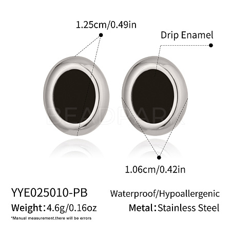 304 Stainless Steel Oval Stud Earrings HC0211-4-1