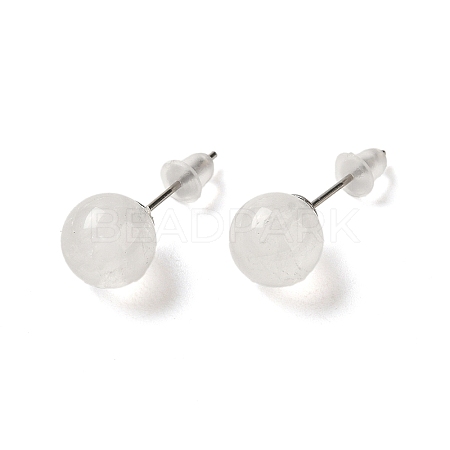 Natural Quartz Crystal Stud Earrings X-G-B075-02P-03-1