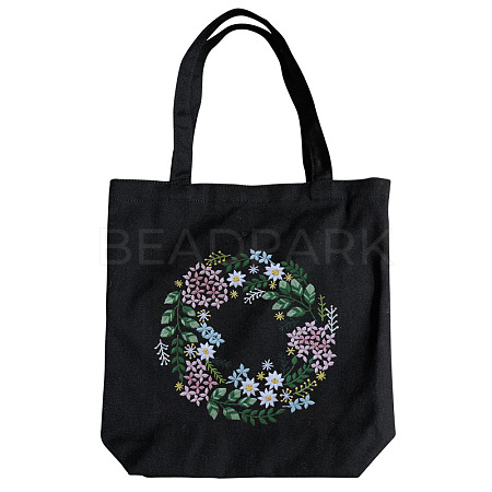 DIY Flower Wreath Pattern Tote Bag Embroidery Kit PW22121376717-1
