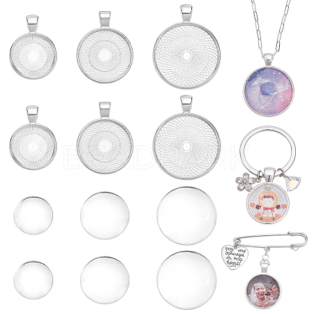 42Pcs 3 Styles Alloy Pendant Cabochon Settings FIND-WR0012-16-1