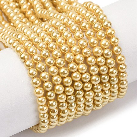 Electroplated Shell Pearl Beads Strands BSHE-G041-3mm-01-1