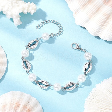 Ocean Series Alloy Conch Link Bracelets BJEW-JB11840-04-1