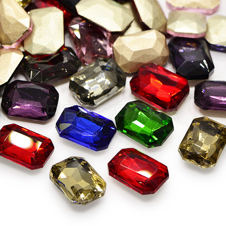 Faceted Rectangle Glass Pointed Back Rhinestone Cabochons RGLA-A017-10x14mm-SM-1